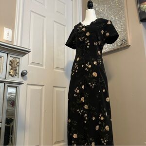 Vintage 90s Jessica Floral Black Maxi Dress